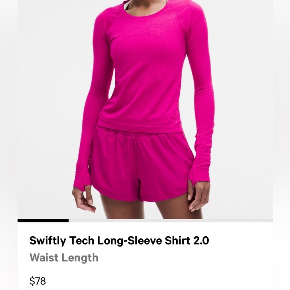 Swiftly Tech Long-Sleeve Shirt 2.0 waist length- lululemon